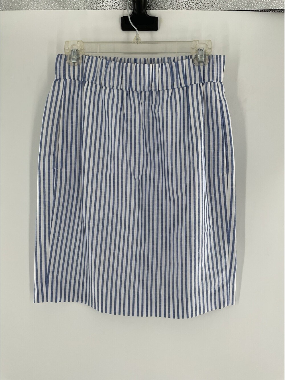 J Crew Women’s XS Blue And White Striped Skirt With Pockets Knee Length 140